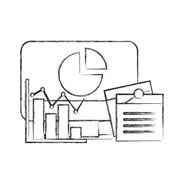 Computer business chart note memo Illustrazione stock