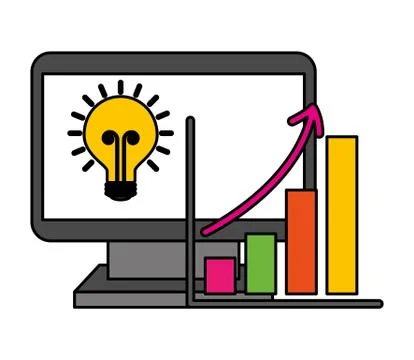 Computer business statistic diagram bulb Stock-Illustration