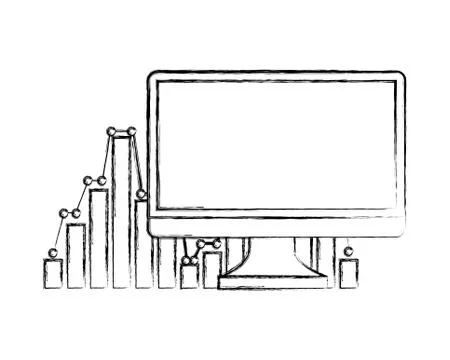 Computer business statistics bar chart report Stock Illustration