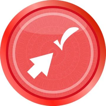 Computer button with arrow and check mark, web icon isolated on white Stock Illustration
