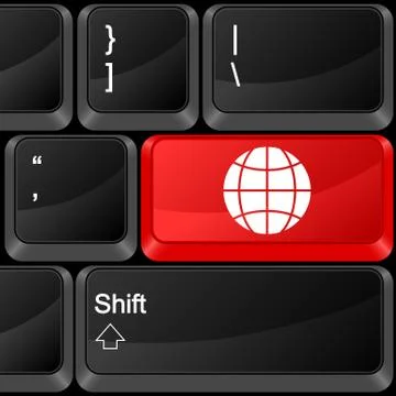 Computer button globe Stock Illustration