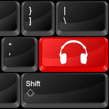Computer button headphone Stock Illustration