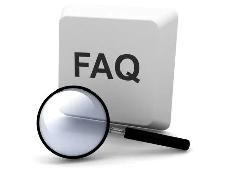 Computer button key with faq text isolated on white background Stock Illustration