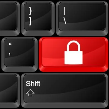Computer button padlock Stock Illustration
