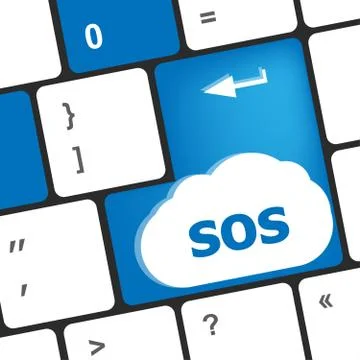 Computer button with sign sos key イラスト素材