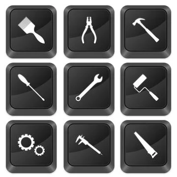 Computer buttons tools Illustrazione stock