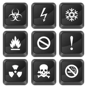 Computer buttons warning sign Stock Illustration