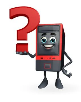 Computer cabinet character with question mark Stock Illustration