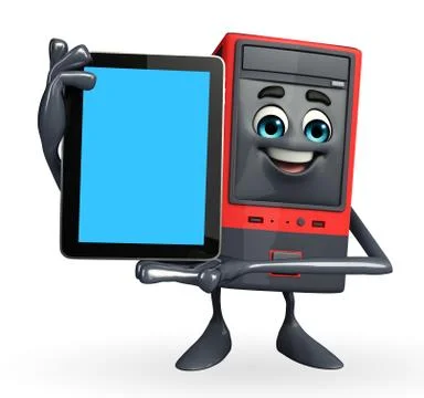 Computer cabinet character with tab Stock Illustration