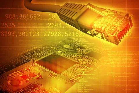Computer cable and baseboard Stock Illustration