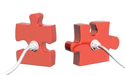 Computer cable and part of puzzle Stock Illustration