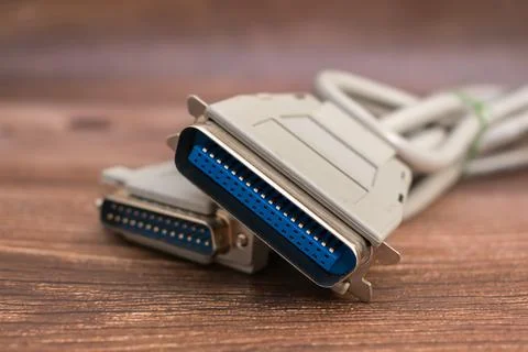 Computer cable for connecting office equipment Stock Photos
