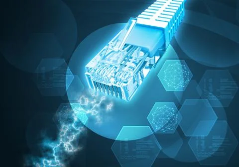 Computer cable with energy Illustrazione stock