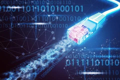 Computer cable with figures Stock Illustration