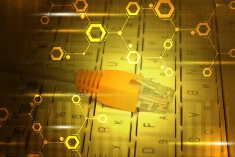 Computer cable on keyboard Stock Illustration