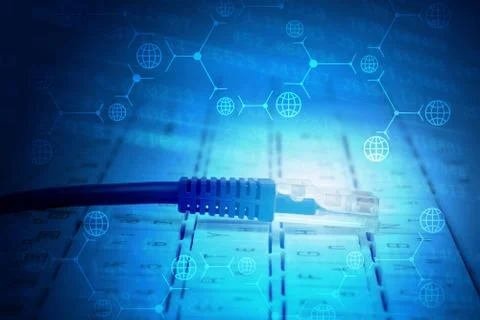 Computer cable on keyboard 스톡 일러스트