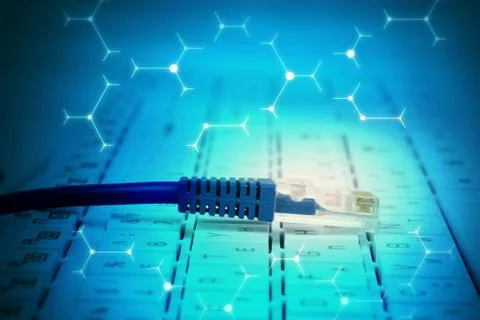 Computer cable on keyboard Stock Illustration