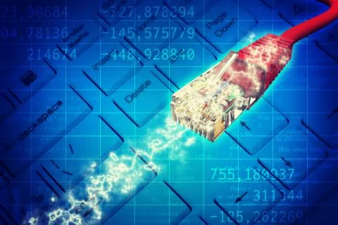 Computer cable on keyboard Stockillustratie