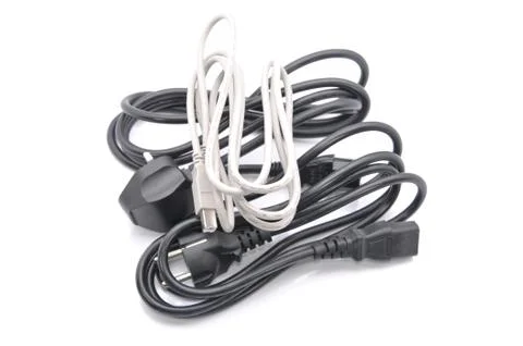 Computer Cable Over White Background Foto stock