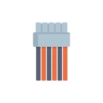 Computer cable showing exposed wires connected to port Stock Illustration