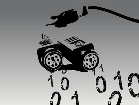 Computer Cables with Binary Numbers Illustrazione stock
