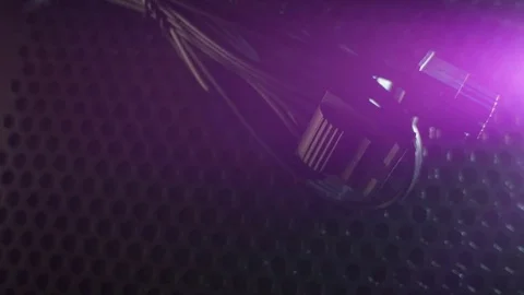 Computer cables close-up at night Video stock 81065425