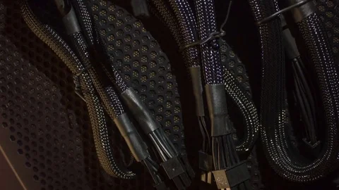 Computer cables close-up at night Video stock 81066204