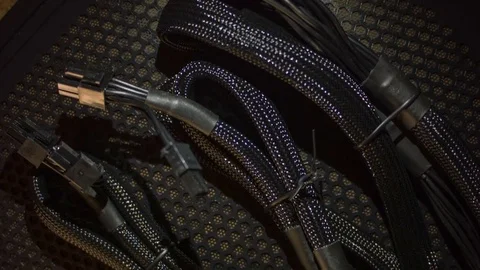 Computer cables close-up at night 스톡 동영상 81080988
