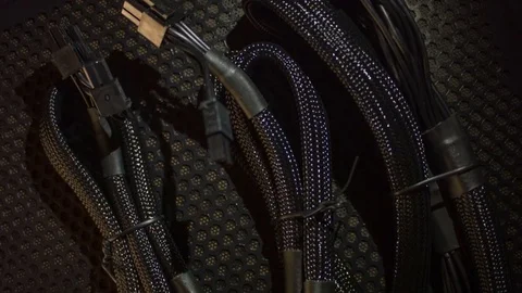 Computer cables close-up at night Video stock 81080991