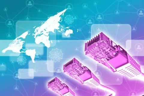 Computer cables on colorful background Stock Illustration