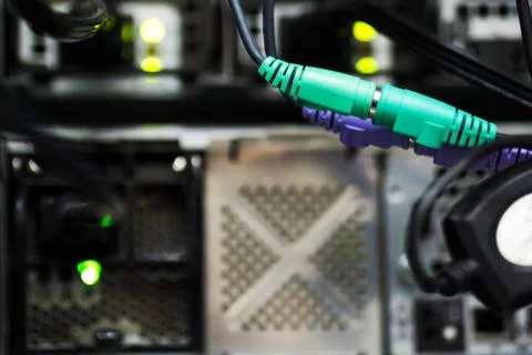 Computer cables connector with server Stock Photos