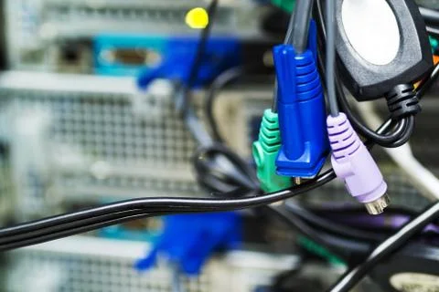 Computer cables connector with server Stockfoto's