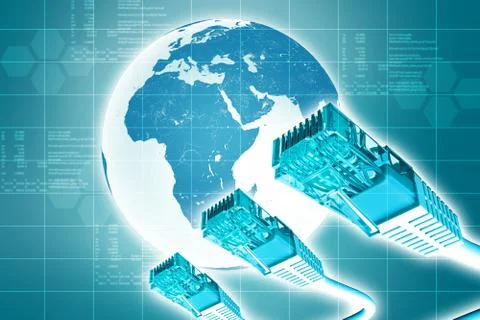 Computer cables with Earth Stock Illustration