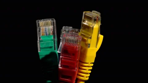 Computer cables ends on black Stock Footage 62083701
