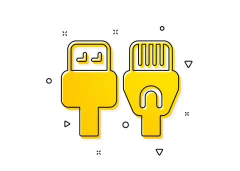 Computer cables icon. Usb, rj45 connection wires sign. Vector Illustrazione stock