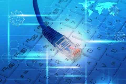 Computer cables with keyboard Stock Illustration