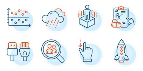 Computer cables, Touchscreen gesture and Dot plot icons set. Vector Illustrazione stock