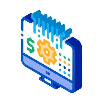 Computer cache settings isometric icon vector illustration 스톡 일러스트