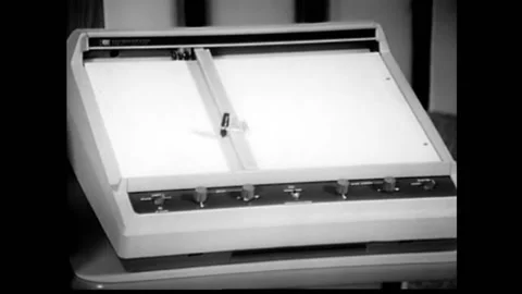 The computer calculator has a graphic plotter and electronic printer with Stock Footage 152664526