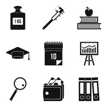 Computer calculator icons set, simple style Stock Illustration