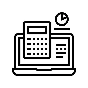 Computer calculator line icon vector black illustration 库存插图