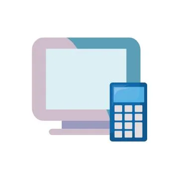 Computer calculator on white background Illustrazione stock