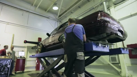 Computer calibration of car wheels Stock Footage 67949140