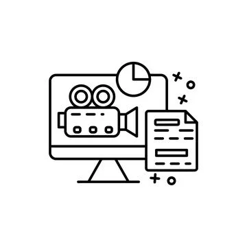 Computer, camera, document icon. Element of film Industry icon Stock Illustration