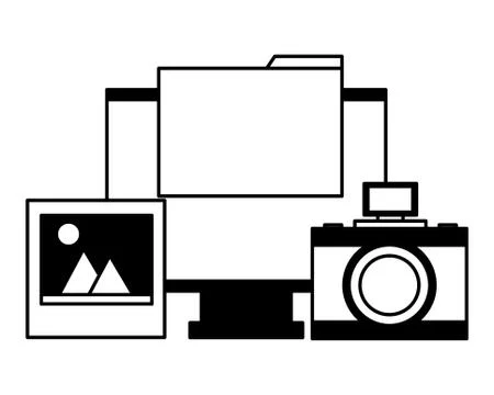 Computer camera photo folder file Illustrazione stock