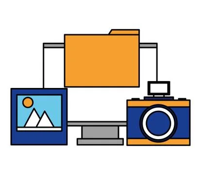 Computer camera photo folder file イラスト素材
