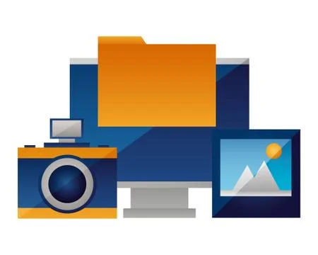 Computer camera photo folder file Stock Illustration