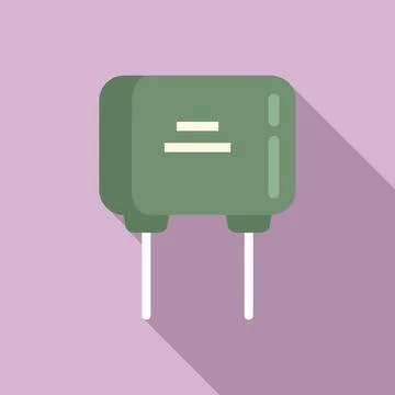 Computer capacitor icon flat . Component resistor Stock Illustration