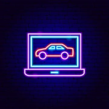 Computer Car Diagnostics Neon Sign Stock Illustration