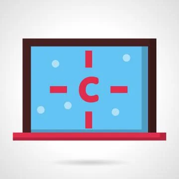 Computer with carbon atom flat design vector icon 스톡 일러스트